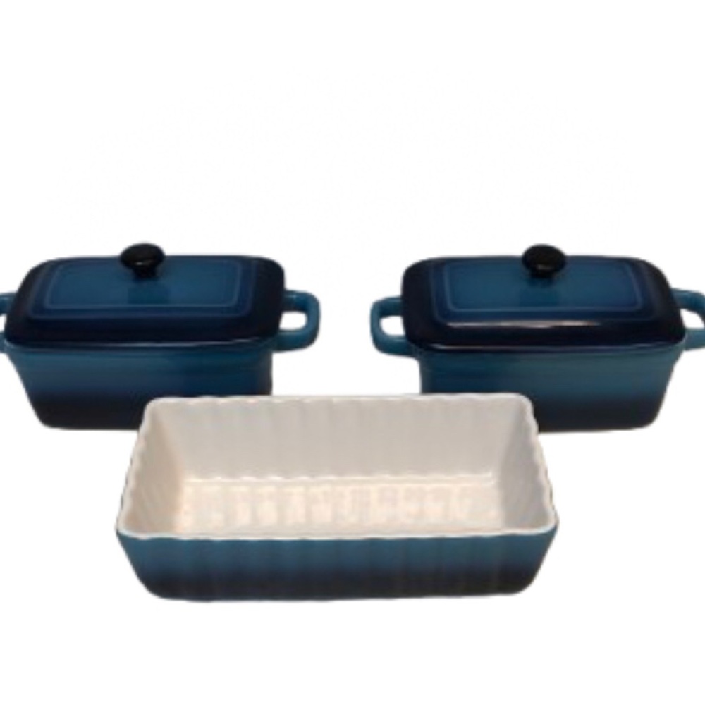 BLUE HOUSEWARES INTERNATIONAL MINI CASSEROLE DISHES • SET OF 3